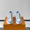 Louis Vuitton Men White Blue Leather Suede Sneakers product view 2