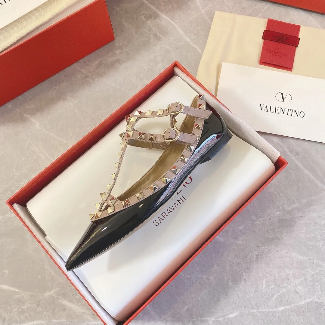 Valentino Women Black Patent Leather Studded Flats product view 6