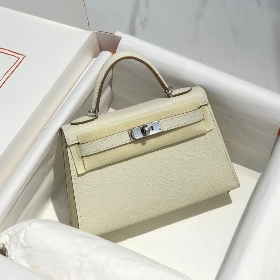 Hermès Mini 20 White Epsom Silver Hardware Bag