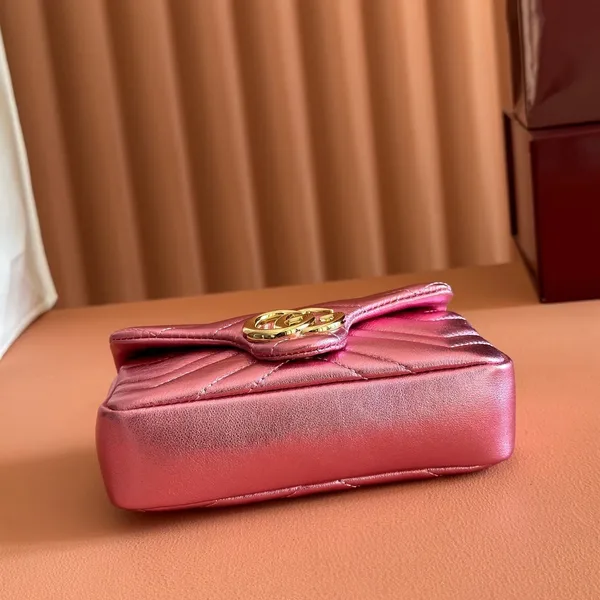 Gucci GG Marmont Bag 16 In Metallic Pink Lambskin product view 4
