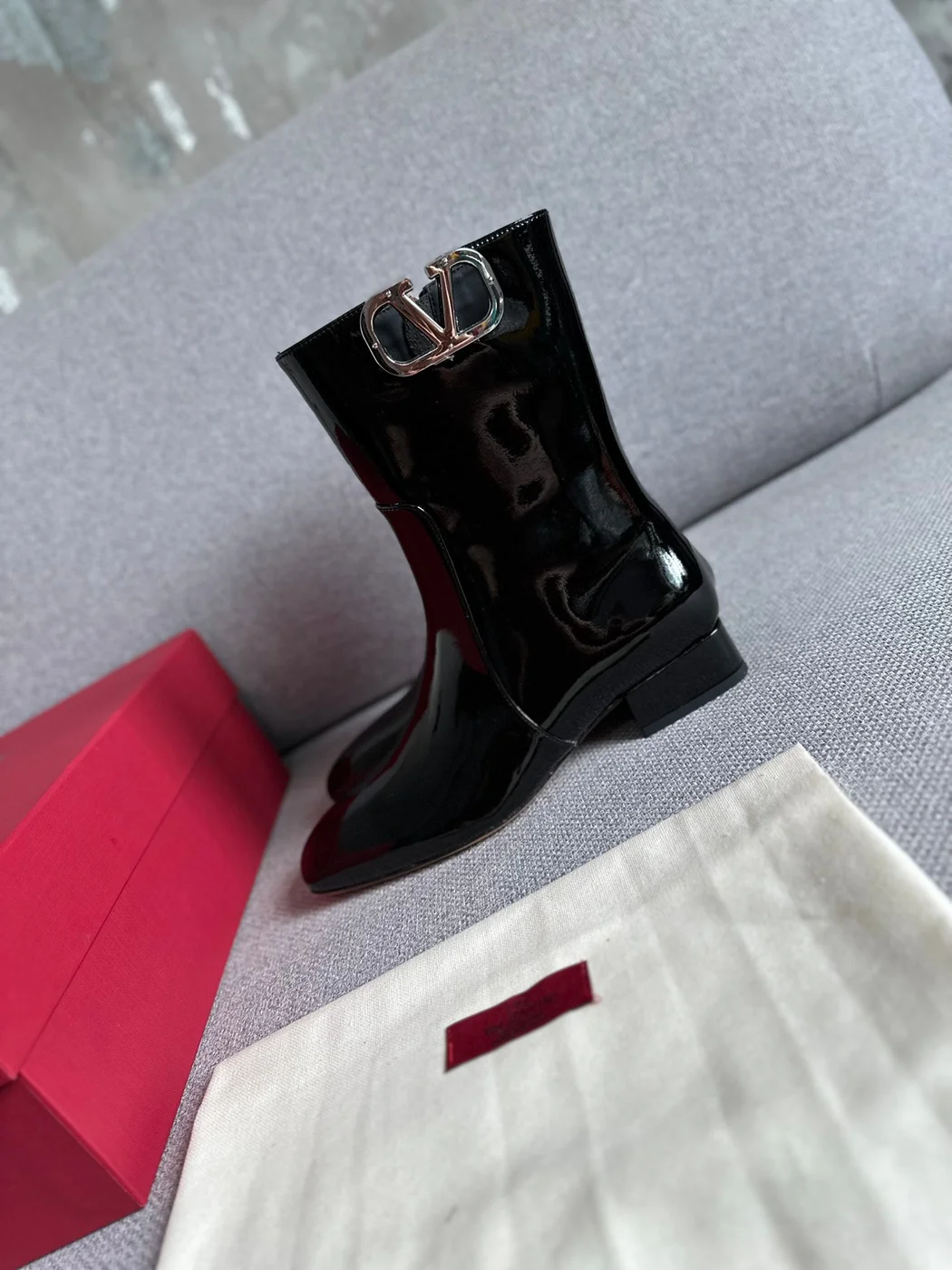 Valentino Women Black Patent Leather Boots product view 5