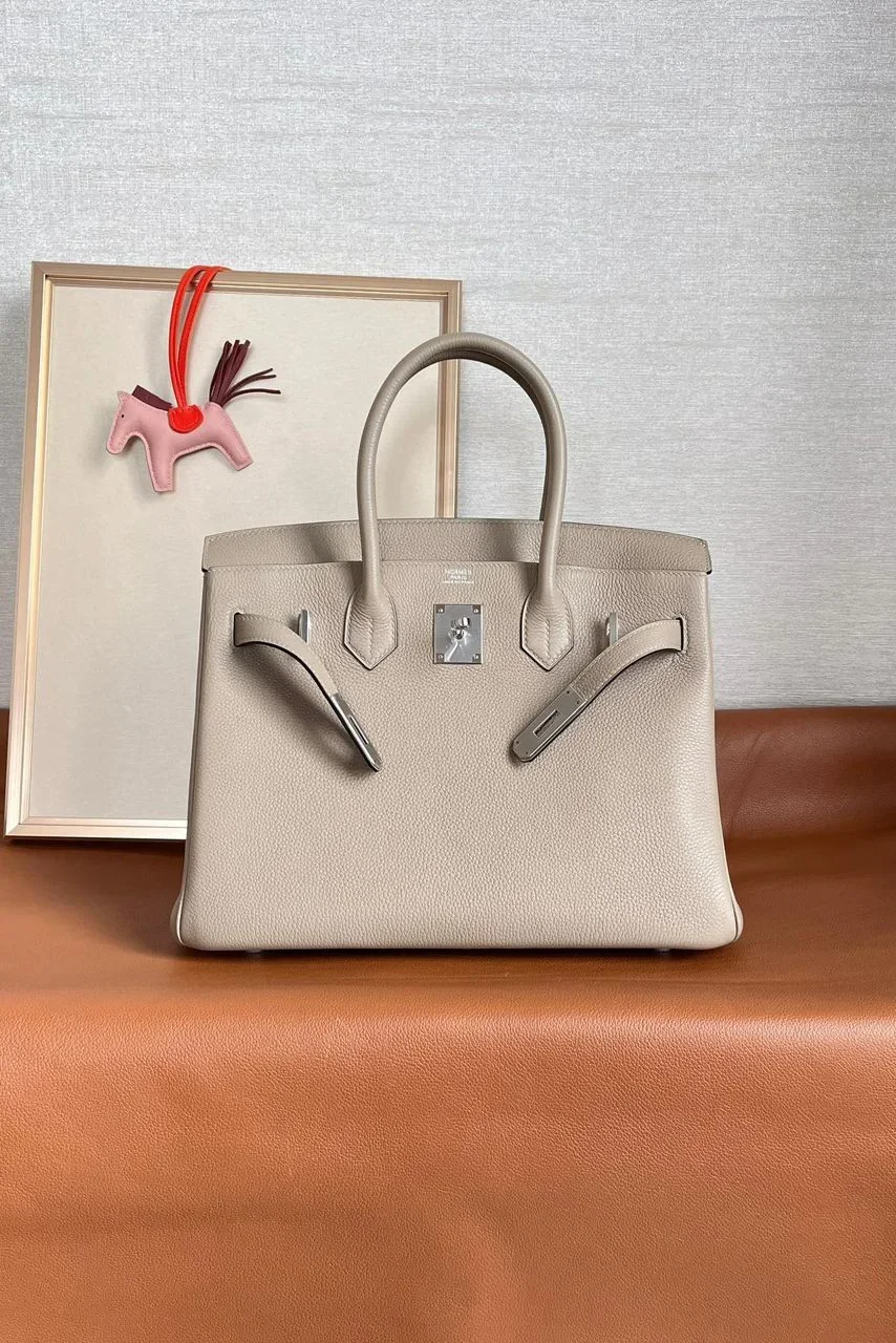 Hermès 30 cm Gris Tourterelle Palladium hardware Bag