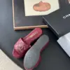 Chanel Women Burgundy Quilted Leather Slides product view 4