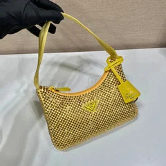 Prada Sparkling Hobo Bag 23 In Yellow Nylon Attached Fully Crystals product view 2