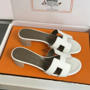 Hermès Oran Heeled Sandals White product view 1