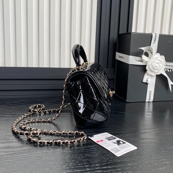 Chanel Patent Quilted Mini Top Handle Flap Bag product view 5