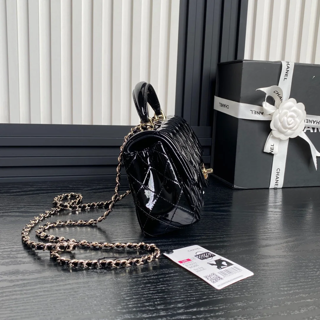 Chanel Patent Quilted Mini Top Handle Flap Bag product view 5