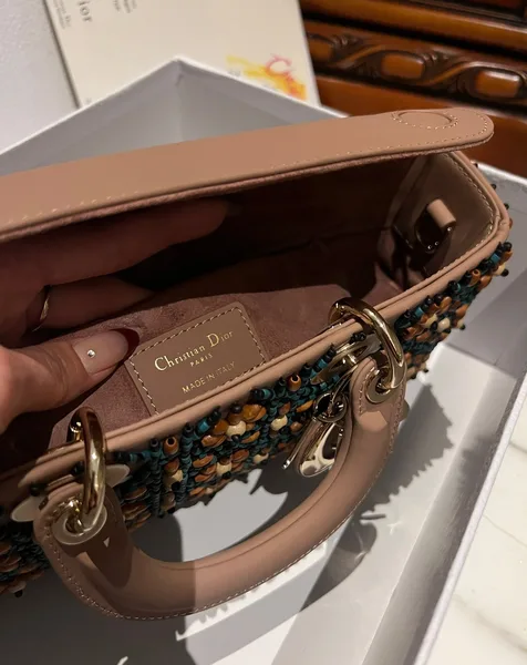 Dior D-Joy Medium Handbag With Beaded Pattern 26 cm product view 2