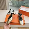 Hermès Women Silver Leather Square Toe Heels product view 6
