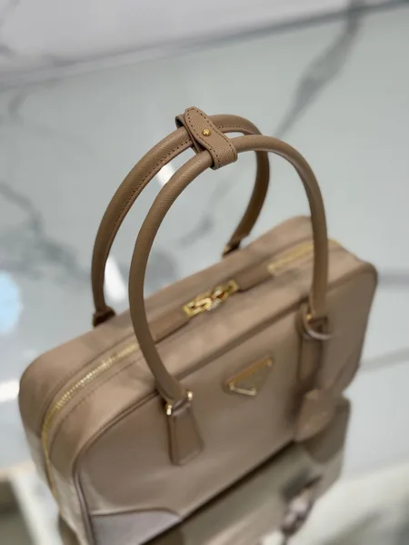 Prada Medium Top Handle Bag 30 In Dried Moss Nylon And Calfskin Trim product view 7