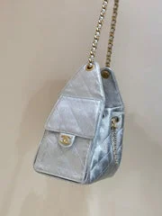 Chanel 25 Handbag In Silver-Tone 30 Grained Calfskin Gold Hardware product view 3