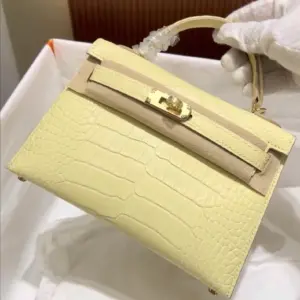Hermès Kelly 20 Yellow Crocodile Leather Bag product view 1