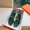 Hermès Women Green Leather Strappy Sandals product view 3