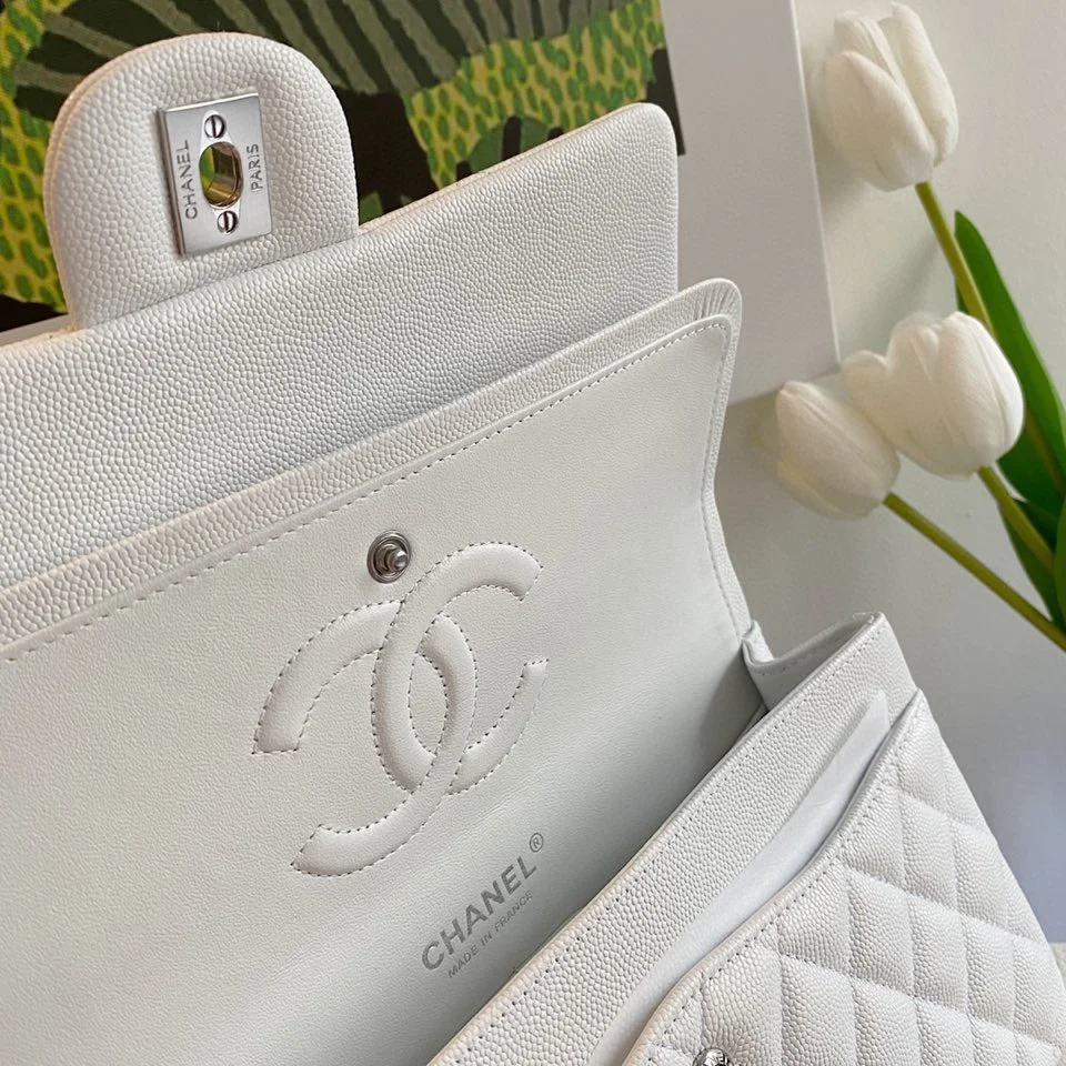 Chanel Classic Handbags Lizard Skin White With Silver Lock 25 cm product view 6
