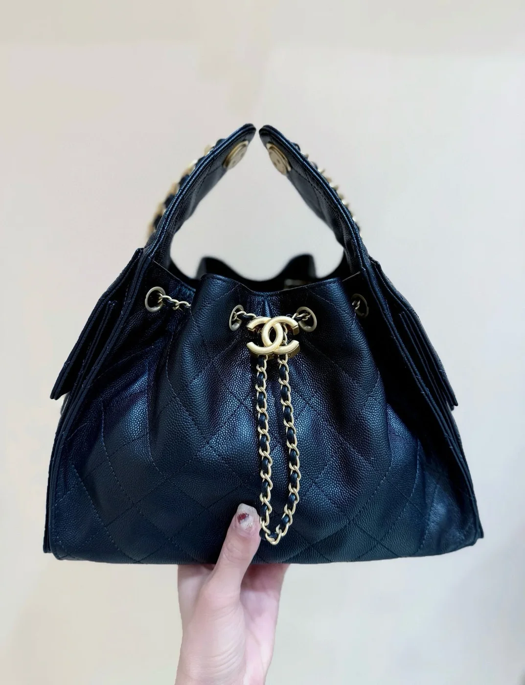 Chanel 25 Small Black Caviar Gold Hardware Bag product view 4