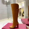 Valentino Women Brown Leather Knee High Boots product view 5