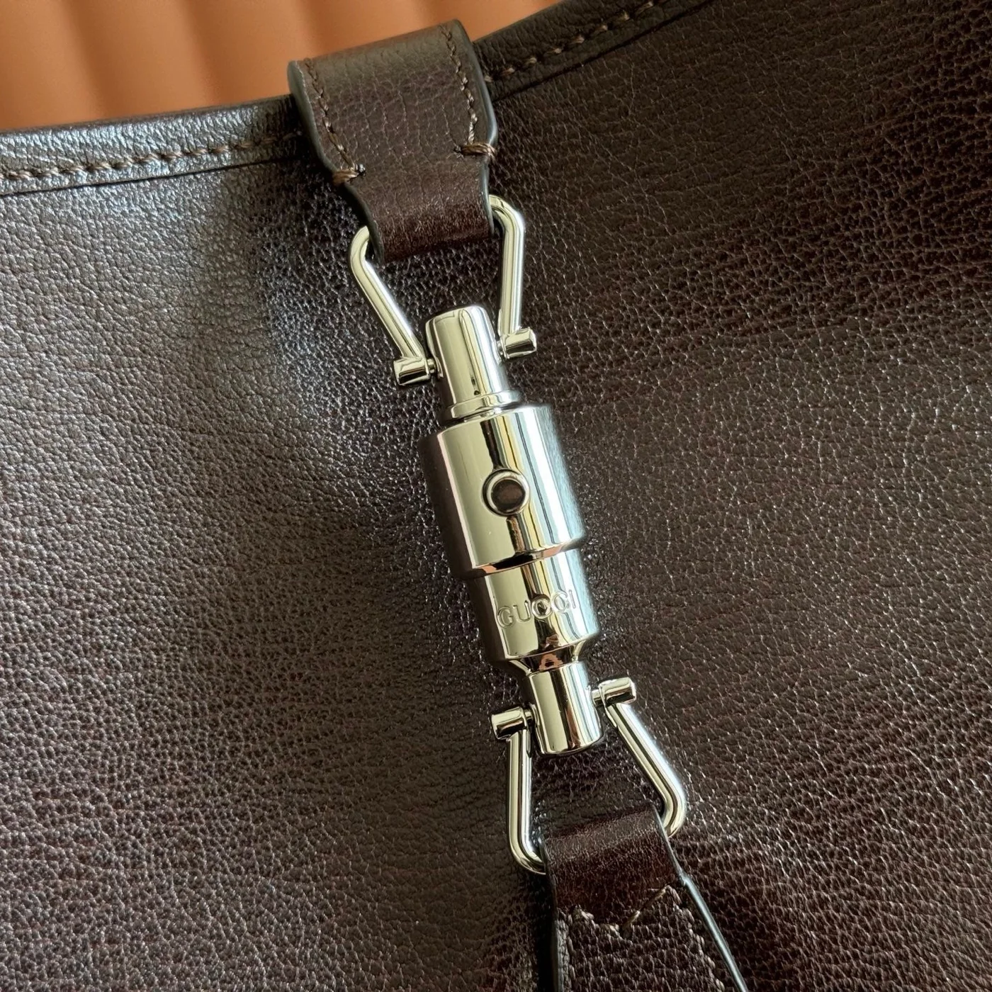 Gucci 26S Jackie Slim Shoulder Bag 28 In Dark Brown Calfskin product view 3