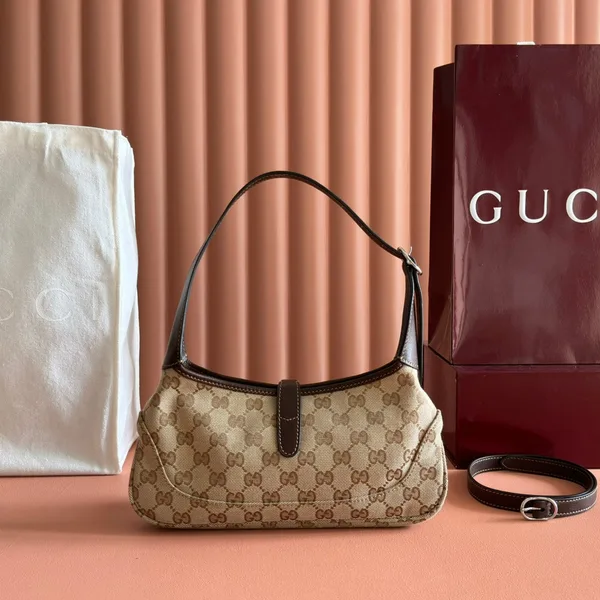 Gucci 25S Jackie Monogram 27 cm In Light Brown Canvas And Calfskin Bag product view 2