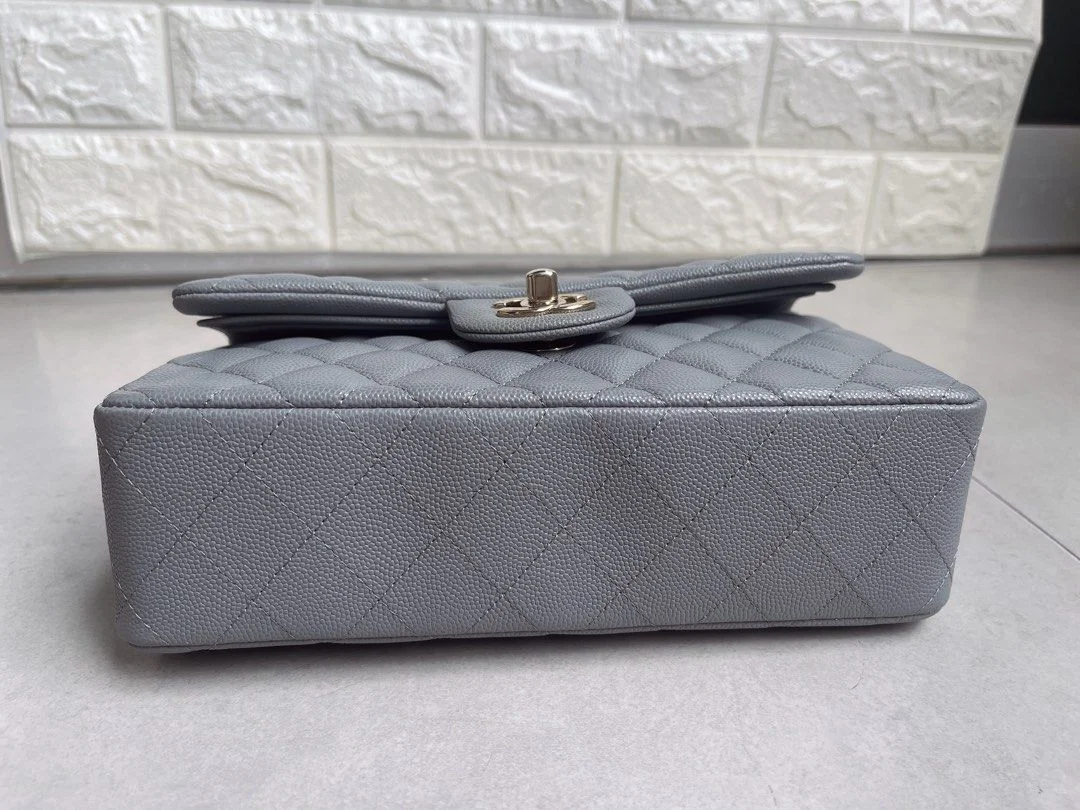 Chanel Classic Flap bag in Grey Caviar Leather product view 7