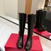 Valentino Women Black Leather Knee High Boots product view 4