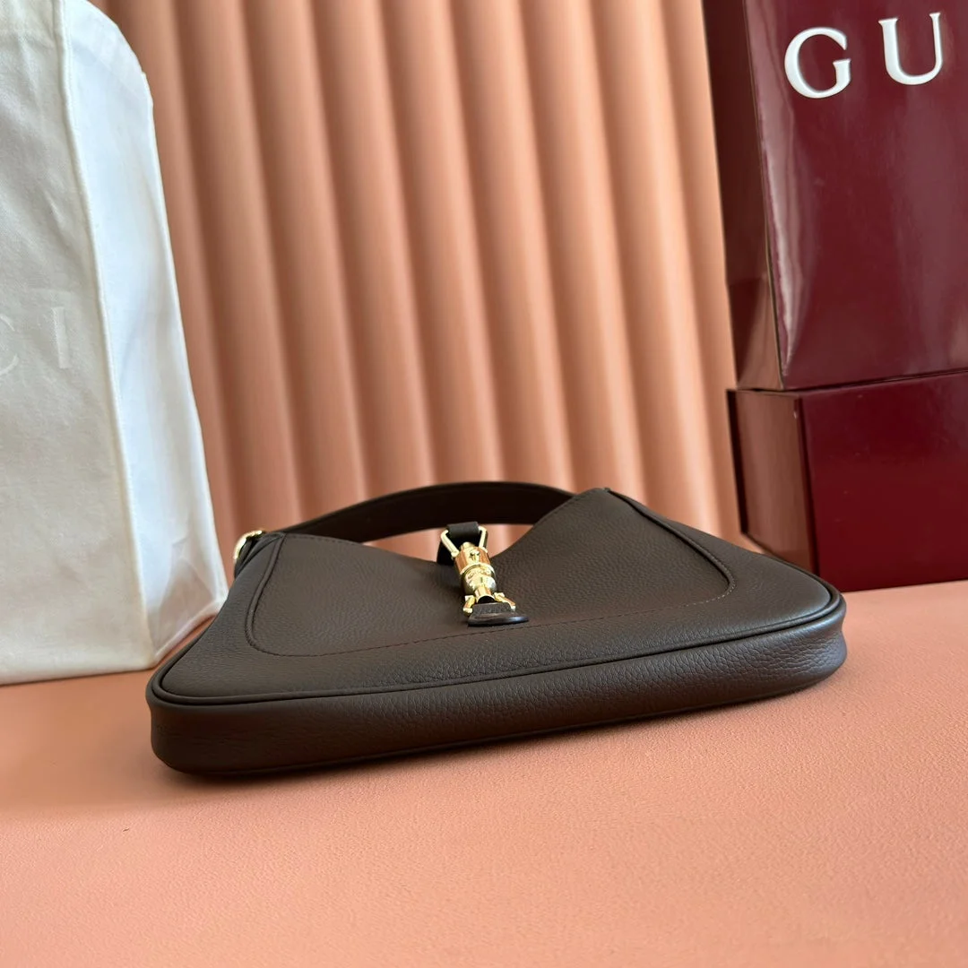 Gucci 25S Jackie 1961 Small Bag 28 cm In Dark Brown Leather With Gold Hardware product view 5