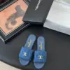 Chanel Women Blue Denim Slides product view 1