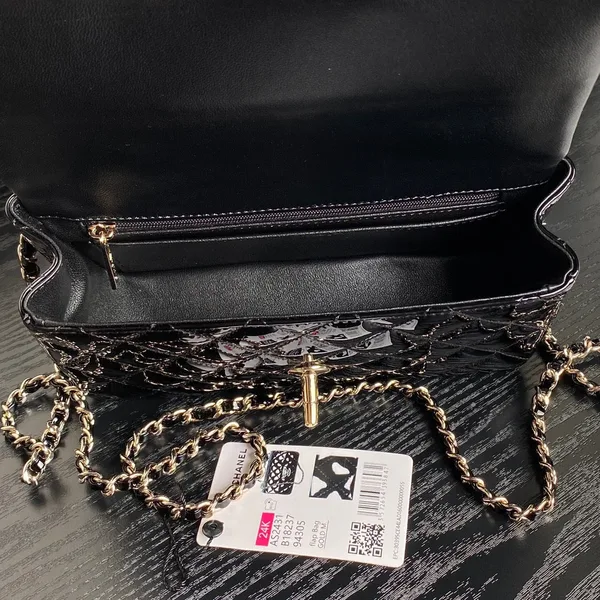 Chanel Patent Quilted Mini Top Handle Flap Bag product view 6