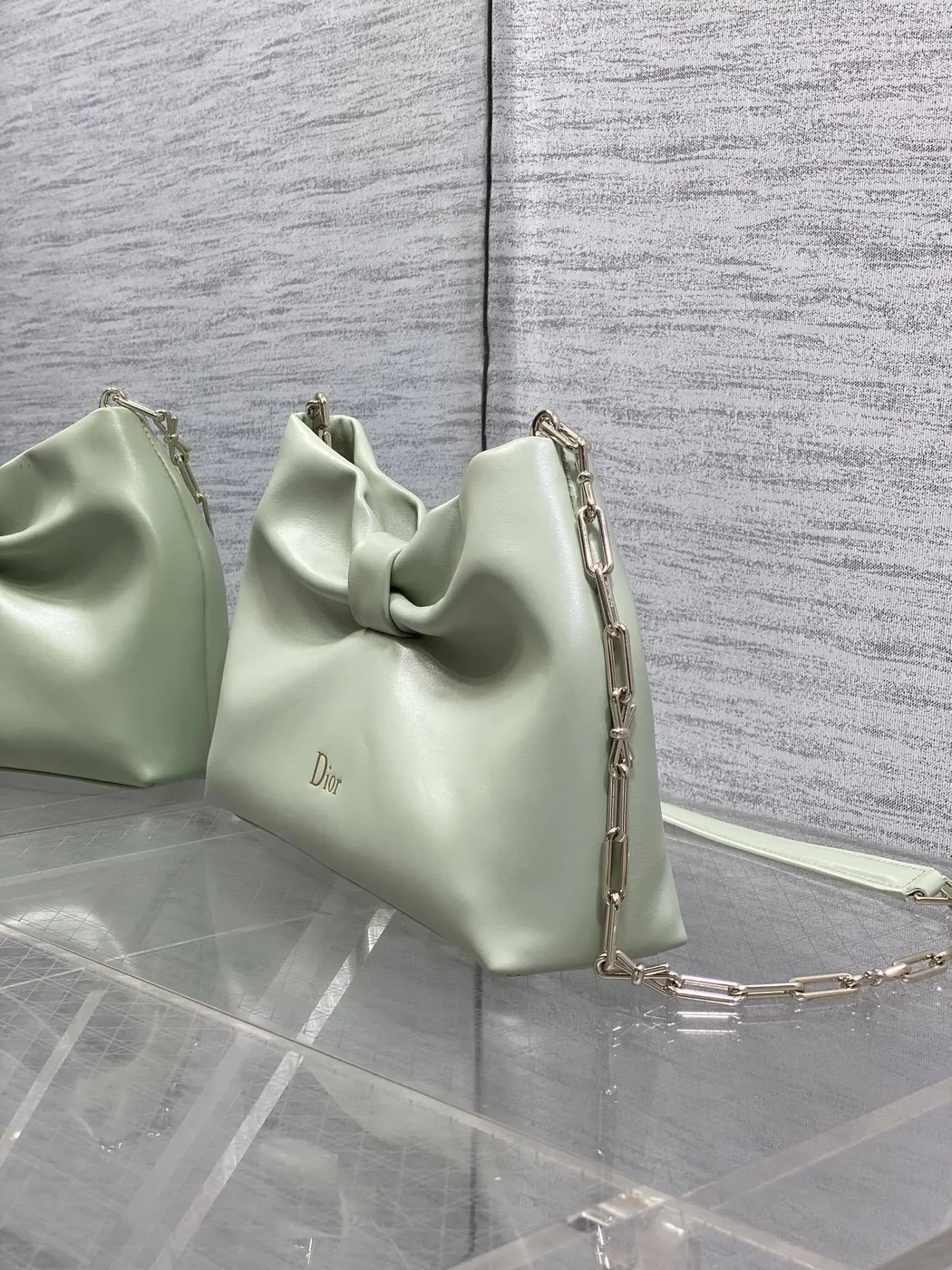 Dior Bow Bag Green Lambskin product view 6