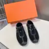 Hermès Women Black Mesh Leather Sneakers product view 1