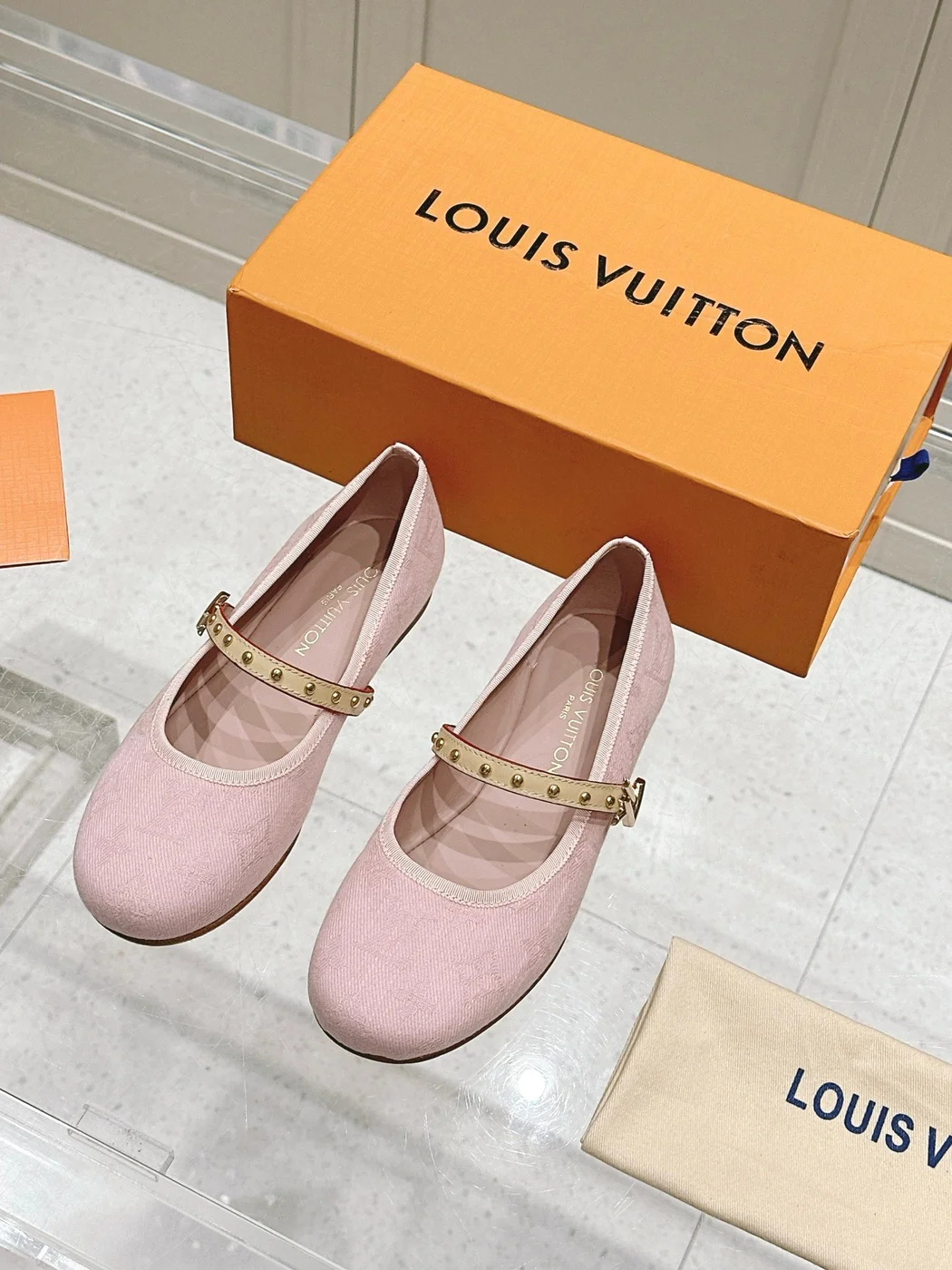 Louis Vuitton Women Pink Fabric Mary Janes Heels product view 3