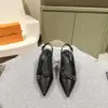 Louis Vuitton Women Black Leather Slingback Heels product view 1