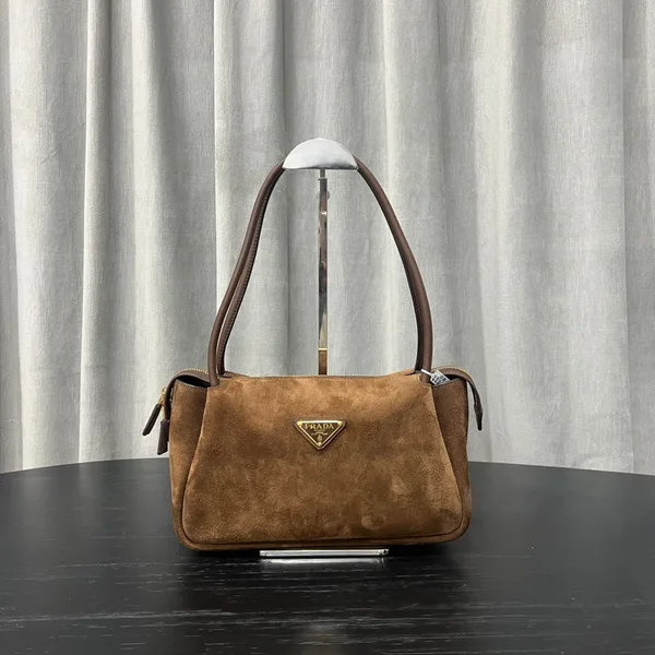 Prada Brown Medium Suede Shoulder Bag product view 1
