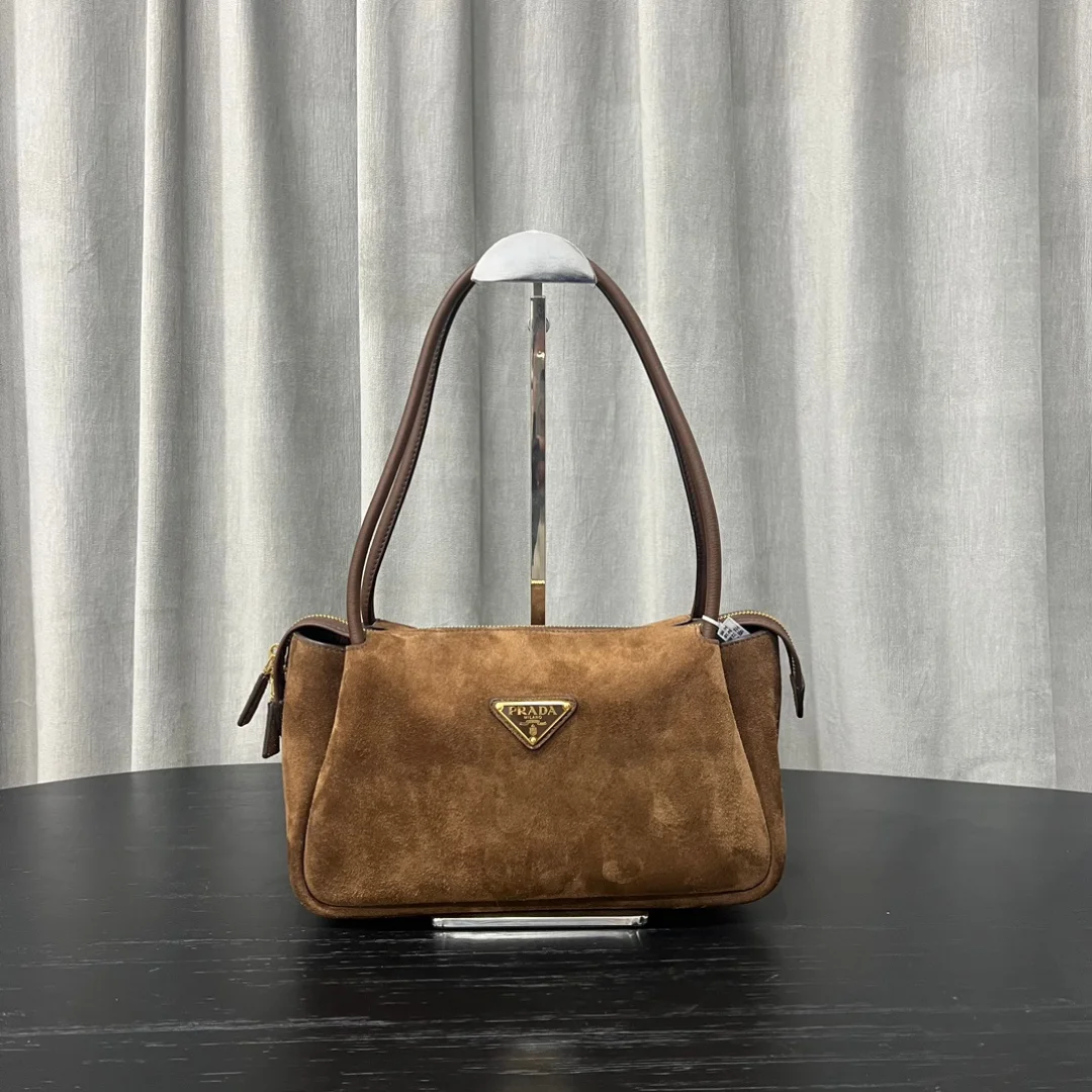 Prada Brown Medium Suede Shoulder Bag product view 1