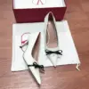 Valentino Women White Leather Pointed Toe Pumps product view 3