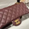 Chanel Classic Plum Red Color Handbags With Lock Gold 25 cm product view 8