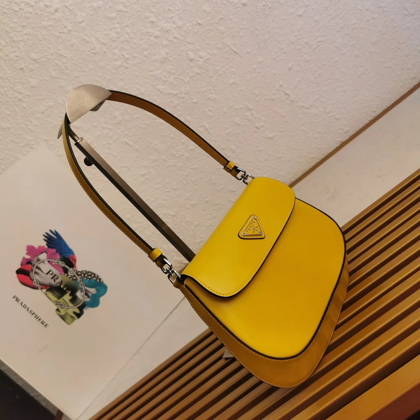 Prada Spazzolato Cleo Shoulder Bag In Yellow product view 9