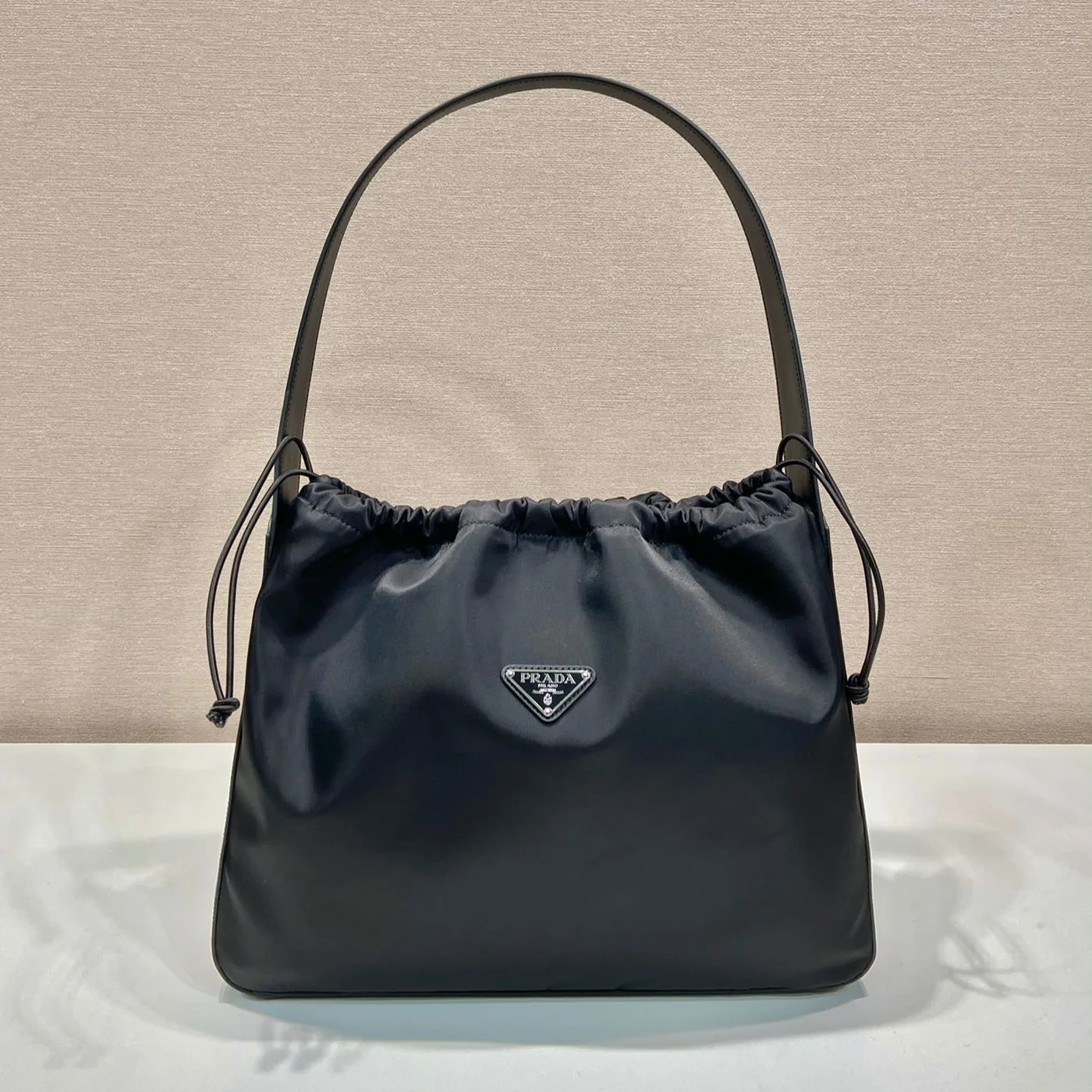 Prada Large Drawstring Bag 37 In Black Re-Nylon product view 1