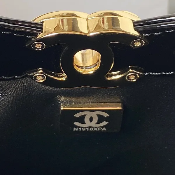 Chanel Mini Shopping Bag Handbags Shiny Leather Lock Gold 31 cm product view 4