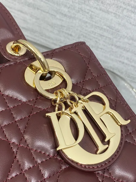 Dior Medium Lady Bag 24 In Burgundy Gold Hardware product view 3