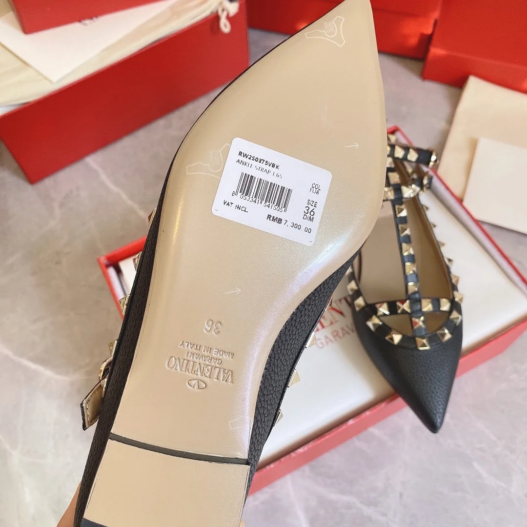 Valentino Women Black Leather Studded Flats product view 5