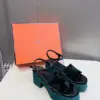 Hermès Women Dark Green Velvet Sandals product view 3