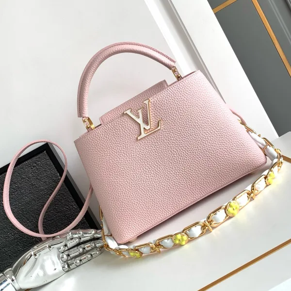 Louis Vuitton Capucines BB Pink Handbags Lock Gold 27x18x9cm product view 1