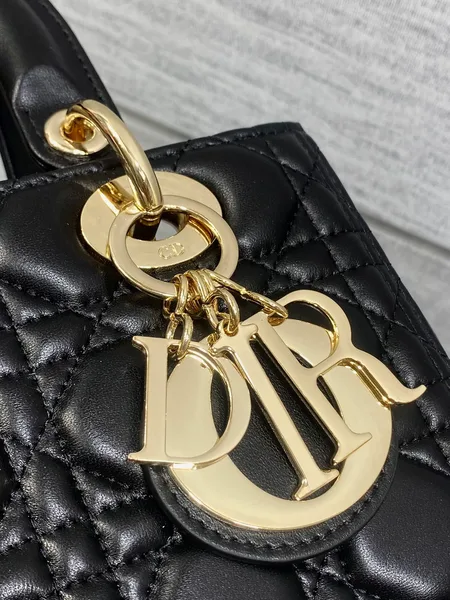 Dior Lady Black Gold Hardware (Medium size) Bag product view 5