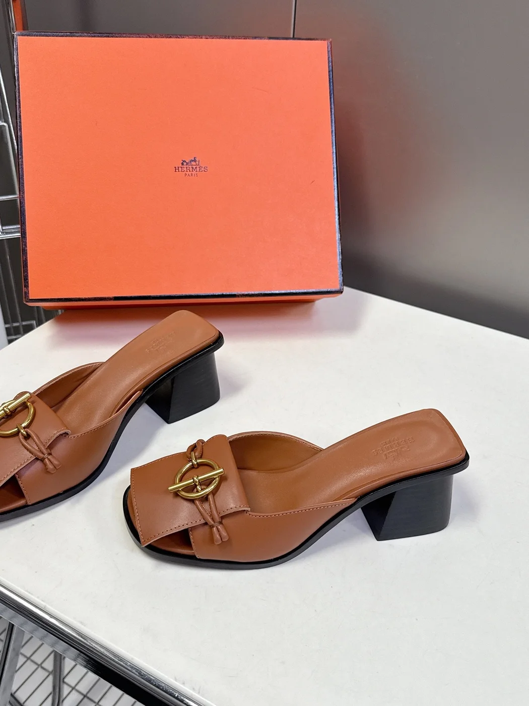 Hermès Women Brown Leather Heels product view 3