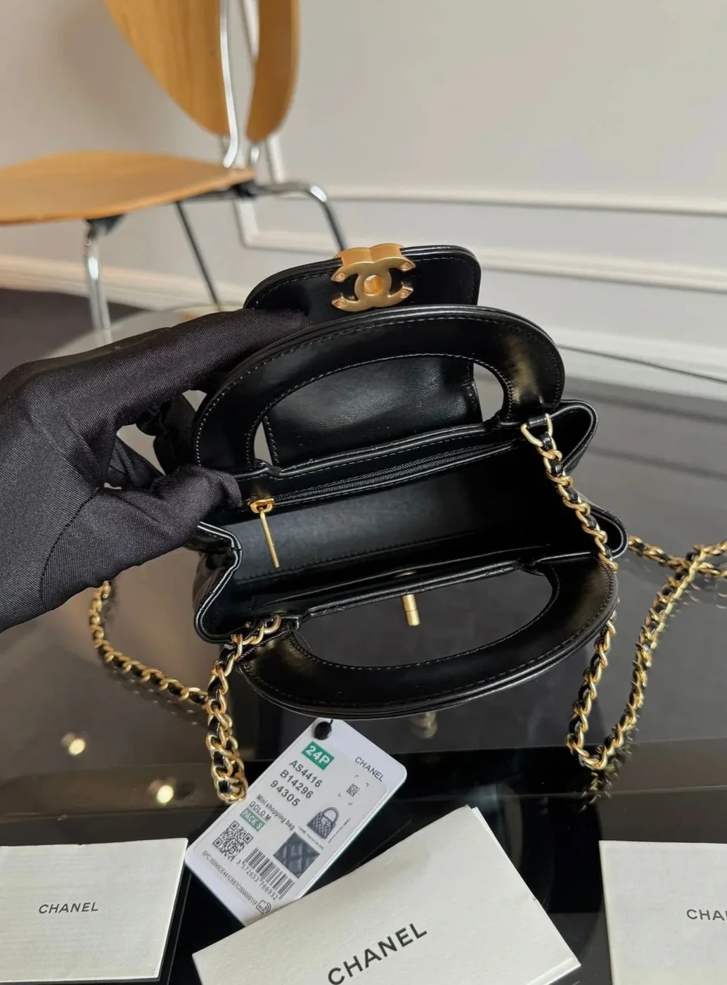 Chanel Kelly Mini Shopping Bag Black product view 2