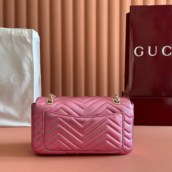 Gucci GG Marmont Bag 22 In Metallic Pink Lambskin product view 2