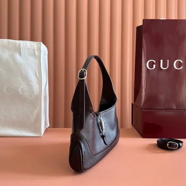 Gucci 26S Jackie Slim Shoulder Bag 27 In Dark Brown Calfskin product view 2