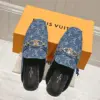 Louis Vuitton Women Blue Denim Leather Mules product view 5