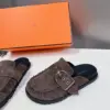 Hermès Women Brown Suede Buckle Mules product view 4
