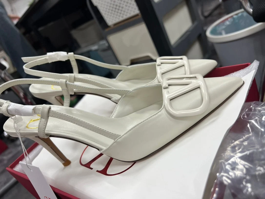 Valentino Women White Slingback Leather Pumps product view 3